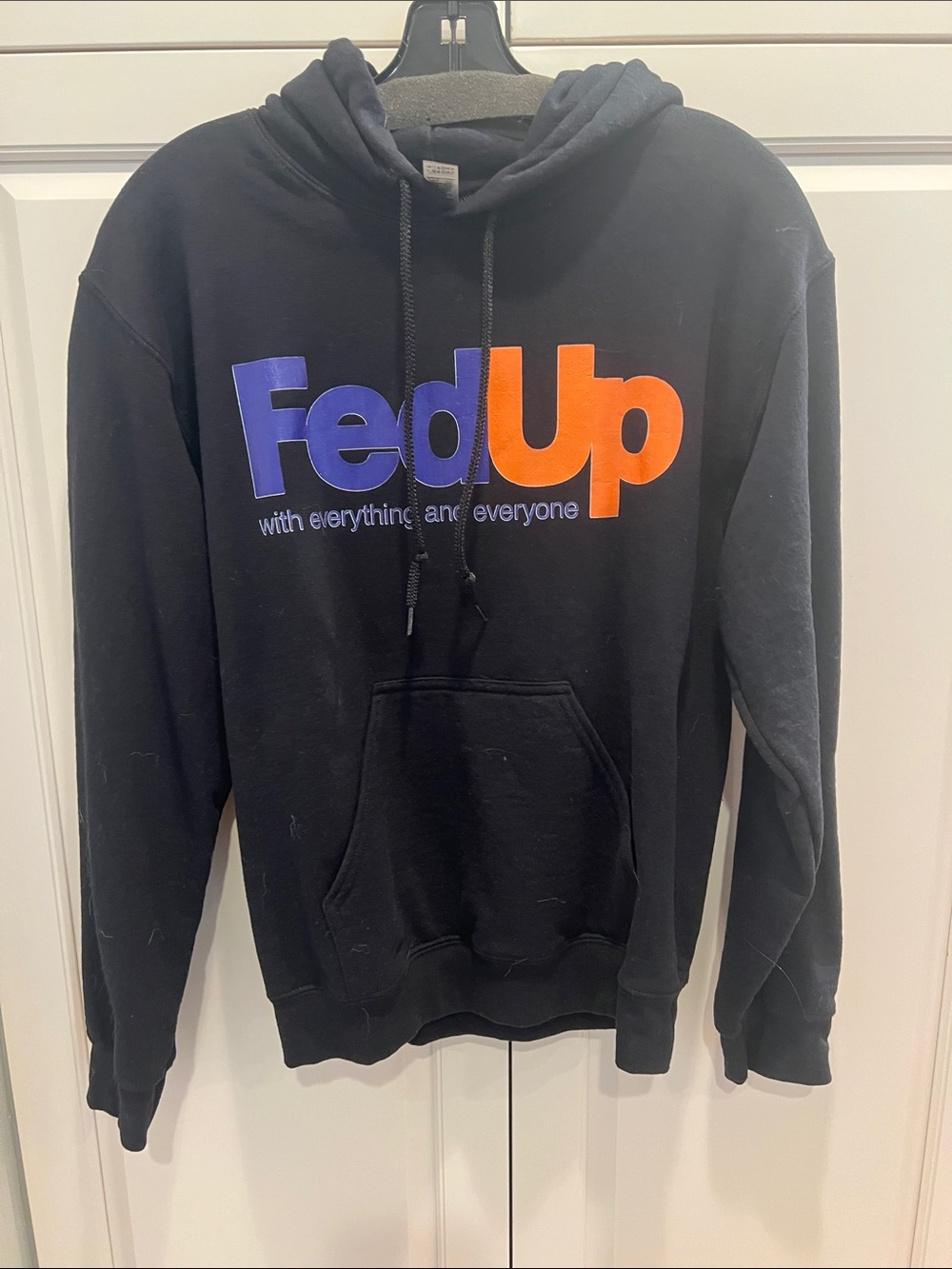 FedUp Black Graphic Hoodie - Bold Purple & Orange Logo 🆕 small